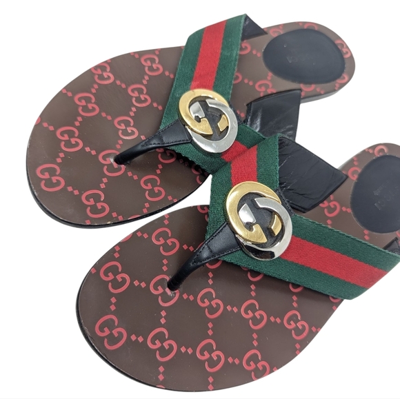Gucci Kika Interlocking GG Thong Flip Flop Sandal Size EU 38 - Picture 3 of 16